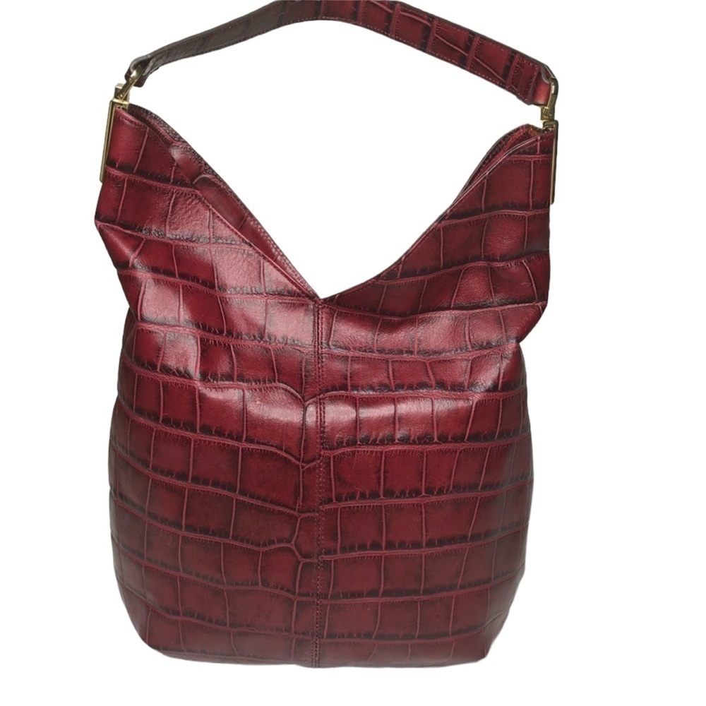 G.I.L.I. Leather bag with croc embossed pattern